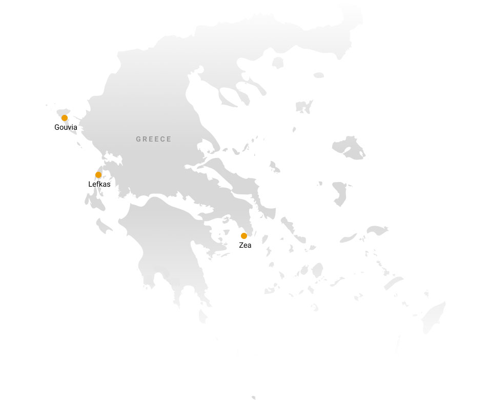 Location of marinas in Greece